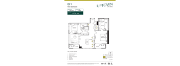 A floor plan for a two bedroom apartment by Uptown by Onni.