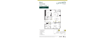 A floor plan for a two bedroom apartment by Uptown by Onni.