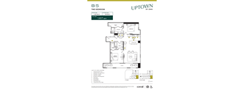A floor plan for a two bedroom apartment by Uptown by Onni.