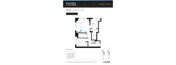 A floor plan for a 2 bedroom, 2 bath apartment at Richards & Pender.