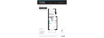 A floor plan for a one bedroom apartment with one bathroom.