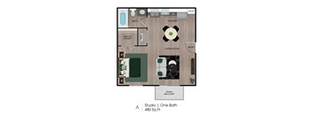 Studio 1 bath at Central on Broadway Apartments, Mesa, AZ, 85202