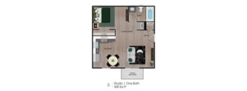 Studio 1 bath A at Central on Broadway Apartments, Apartments, Mesa, AZ