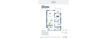 A floor plan for a 795 square foot Colwood Cornerers phase 2 apartment with 2 bedrooms and 1 bath.