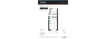 A floor plan for a 605 square foot apartment with two bedrooms and one bath.