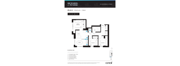 A floor plan for a 3 bedroom apartment with 1 bath.