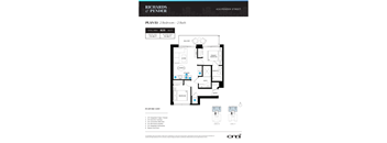 A floor plan for a 2 bedroom and 2 bathroom apartment.