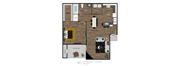 A 1 bedroom apartment with one bathroom.