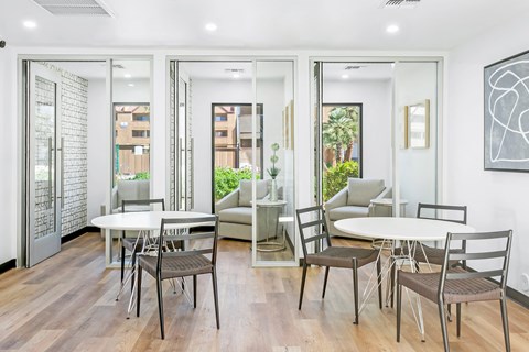 seating area and private workstations