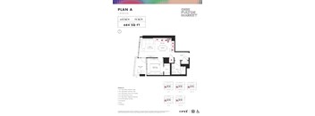 One bed one bathroom floorplan at Onni Fulton Market Apartments, Chicago, IL 60661
