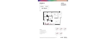 One bedroom 1 bath floorplan at Onni Fulton Market Apartments, Chicago, Illinois