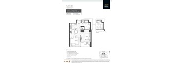 A floor plan for a 1 bedroom apartment in a 369 Grand building.