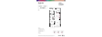 1 bedroom one bathroom floorplan at Onni Fulton Market Apartments, Illinois