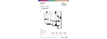 2 bed two bathroom floorplan with balcony at Onni Fulton Market Apartments, Chicago, IL