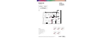 3 bed 2 bath floorplan at Onni Fulton Market Apartments, Chicago, IL 60661