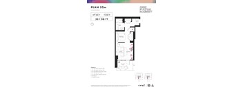 1 bed one bath floorplan with balcony at Onni Fulton Market Apartments, Chicago, IL