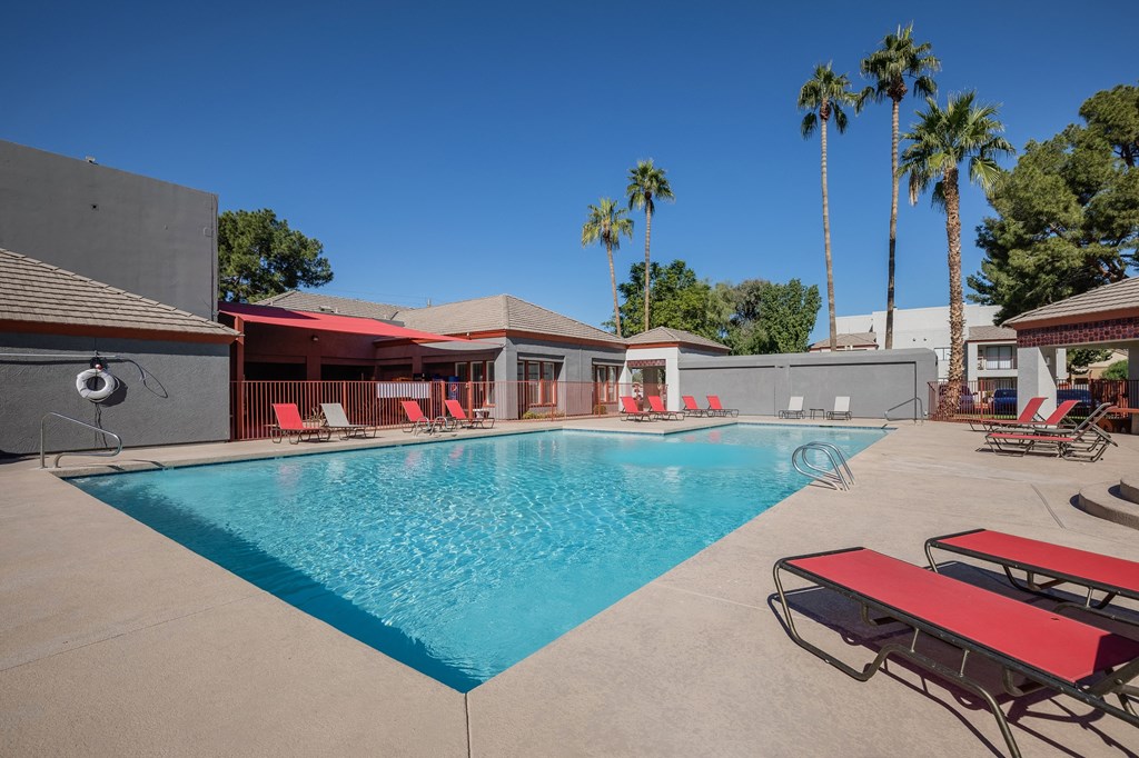 the swimming pool at our apartments in palm springs
