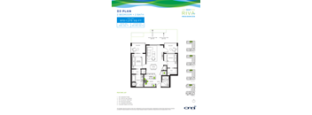 A floor plan for a 2 bedroom, 2 bath rental apartment by onni.
