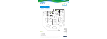 A floor plan for a 2 bedroom, 2 bath apartment with a total area of 1,520 sq ft.
