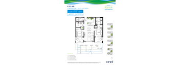A floor plan for a 2 bedroom, 2 bath apartment rental at Riva Residences.