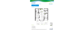 A floor plan for an E6 Plan 2 Bedroom + Flex + 2 Bath rental by RIVA Residences.