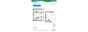 A floor plan for an apartment rental by Riva Residences.