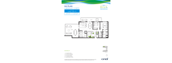 A floor plan for a 3 bedroom, 2 bath apartment with a total area of 1,600 square feet.