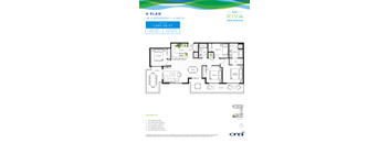 A floor plan for a 4 bedroom, 2 bathroom apartment at Rent Riva Residences.