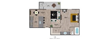 1Bed 1Bath A Floor Plan at Villa de Cortez Apartments, Phoenix, 85033