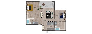 2Bed 2Bath Floor Plan at Villa de Cortez Apartments, Arizona