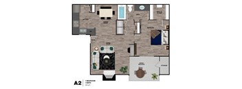 1Bed 1Bath A Floor Plan at Vista Valley Apartments, Mesa