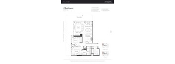 A floor plan for a 2 bedroom apartment sized at 1,055 square feet.