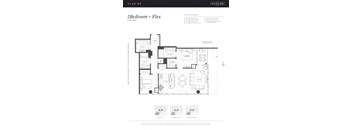 A floor plan for a 2 bedroom plus flex apartment.