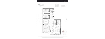Floor plan for a 3 bedroom apartment.