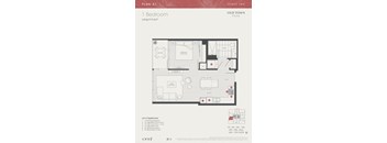 A floor plan for a 1 bedroom apartment in Old Town Park.