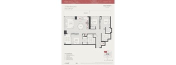 A 3 Bedroom floor plan for a 1,235 sq ft apartment in Old Town Park.