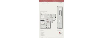 A floor plan for a 2 bedroom apartment with a flex room.
