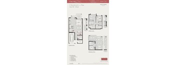 A floor plan for a 2 Bedroom + Flex apartment in Old Town Park.