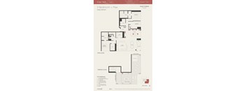 A floor plan for a 3 Bedroom + Flex apartment located in Old Town Park.