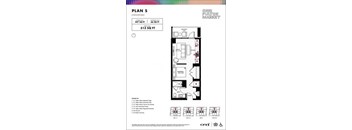 A floor plan for a 513 square foot home with a kitchen, living room, and two bedrooms.