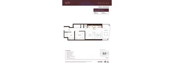 A floor plan for an urban 1 bedroom apartment with a total area of 700 sq ft.