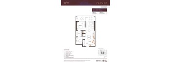 A floor plan for Plan B2, a one bedroom apartment, is displayed.