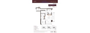 A floor plan for Plan E2, a 2 bedroom apartment, is displayed.