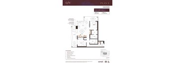 A detailed 2 bedroom apartment plan with a list of facilities included.