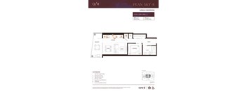 A floor plan for an urban 1 bedroom apartment.
