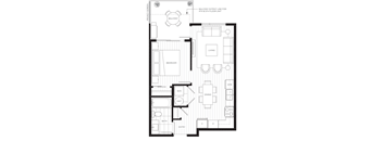 a floor plan of a home with a bedroom and a living room