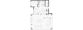 floor plan of upper and lower floors of a modern house