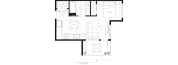 a floor plan of a house with a bedroom and a living room