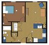 1 Bed, 1 Bath Floorplan
