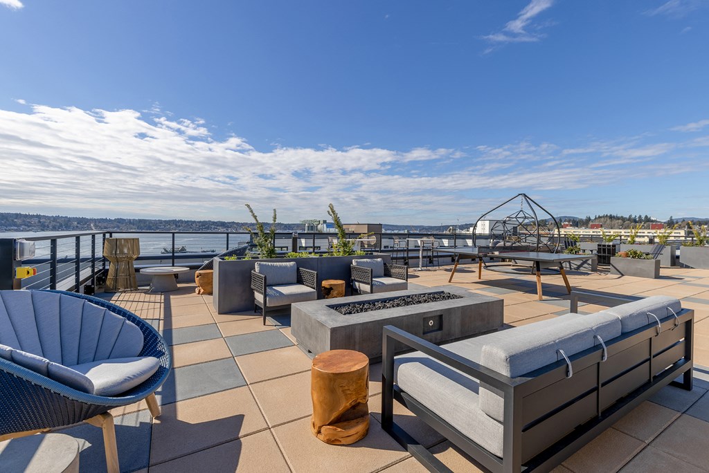 a view of the roof deck at at Marina Square, Washington, 98337